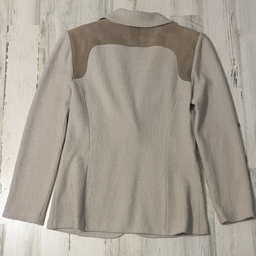 St. John Santana Knit Blazer With Suede Trim Size 6 - Picture 7 of 13